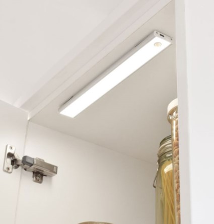 Above cabinet lighting ideas: linear rechargeable light with pir sensor